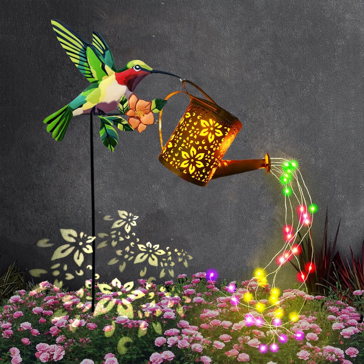 Solar-Powered Fairy Waterfall Garden Light – Magical Outdoor Hanging Kettle with Cascading LED Lights | Holiday & Garden Decoration
