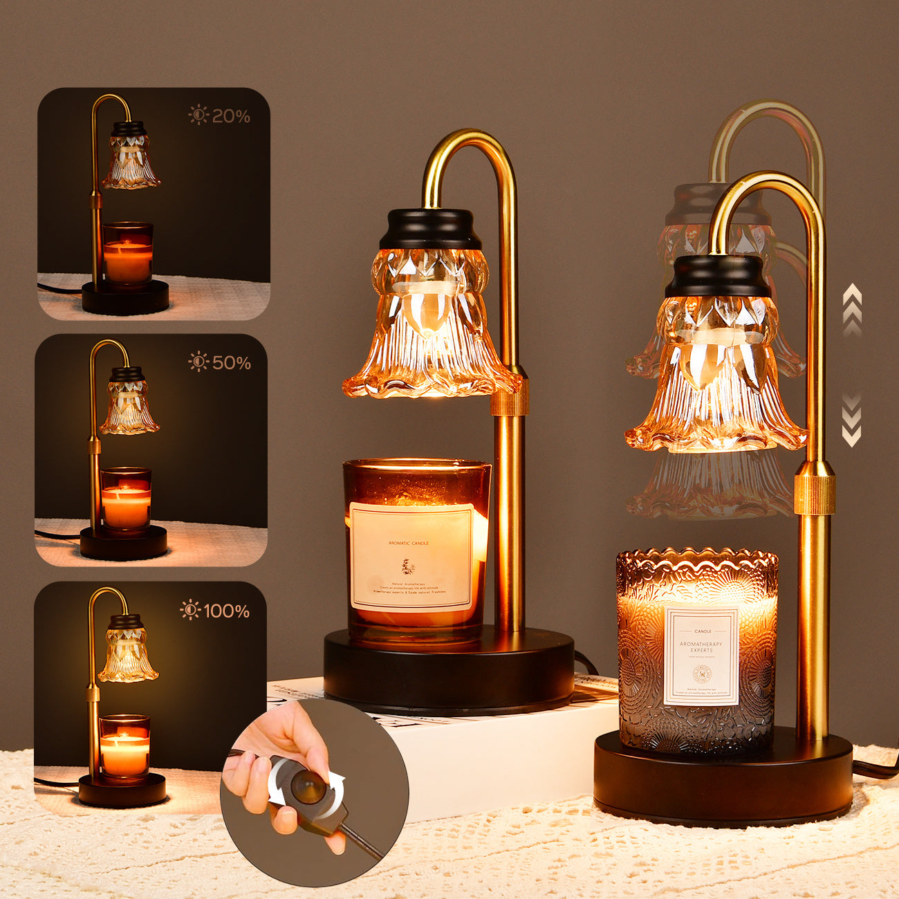 GlowLuxe – 2pcs Vintage Candle Warmer Lamps