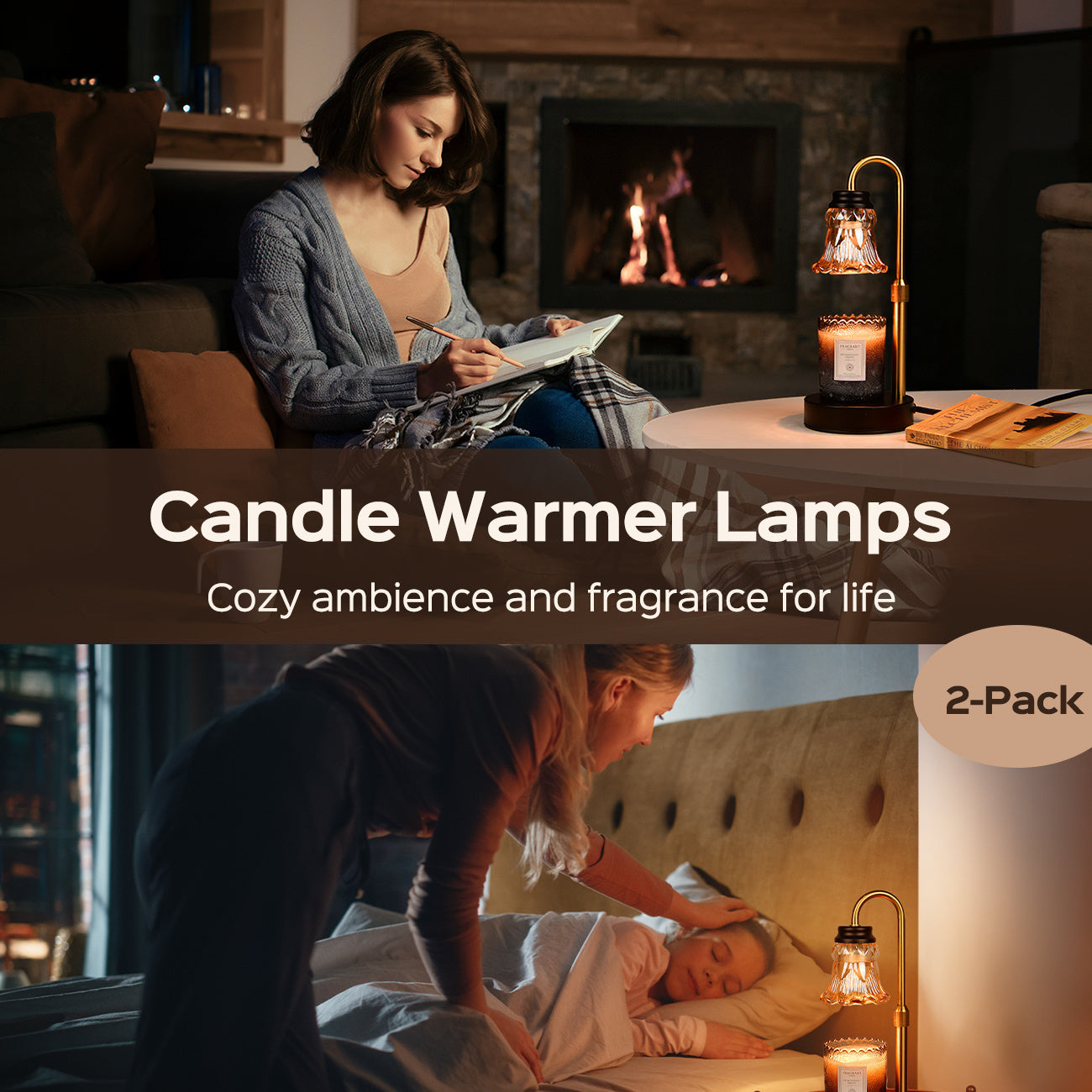 GlowLuxe – 2pcs Vintage Candle Warmer Lamps