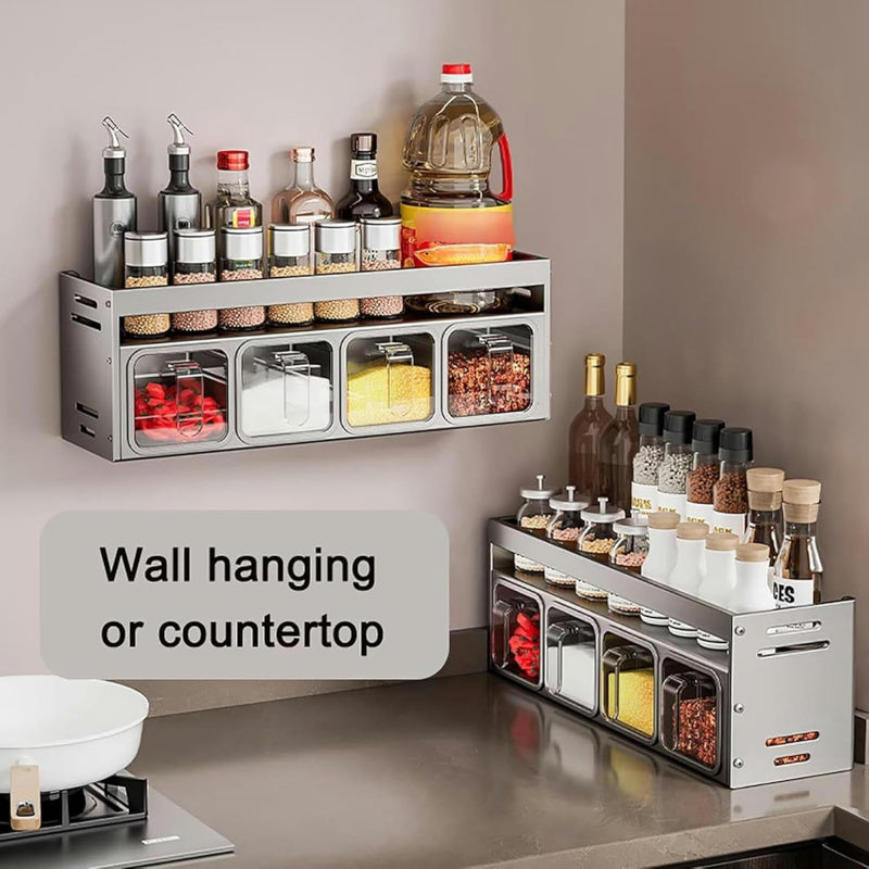 Stylish Wall-Mounted Spice Organization - Kitchen Spice Rack Multifunctional