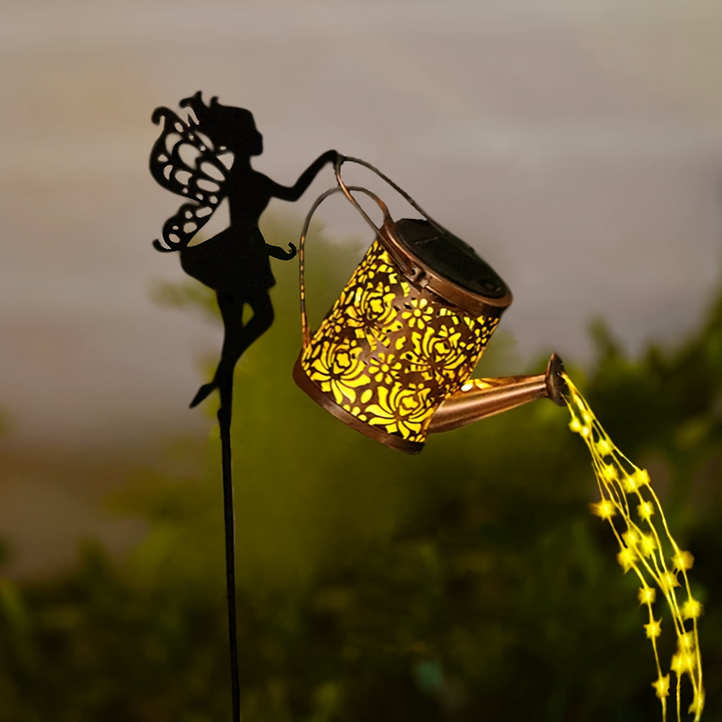 Solar-Powered Fairy Waterfall Garden Light – Magical Outdoor Hanging Kettle with Cascading LED Lights | Holiday & Garden Decoration