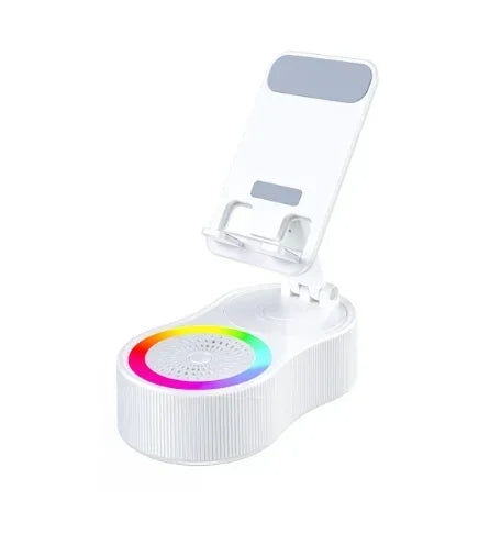 360° Wireless Bluetooth Speaker with LED Light & Foldable Phone Holder
