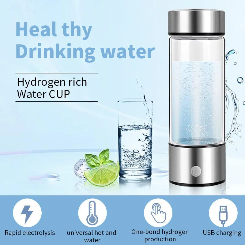 Portable Hydrogen Water Bottle – USB Rechargeable & Titanium Filter