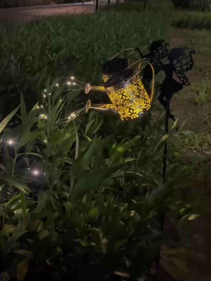 Solar-Powered Fairy Waterfall Garden Light – Magical Outdoor Hanging Kettle with Cascading LED Lights | Holiday & Garden Decoration