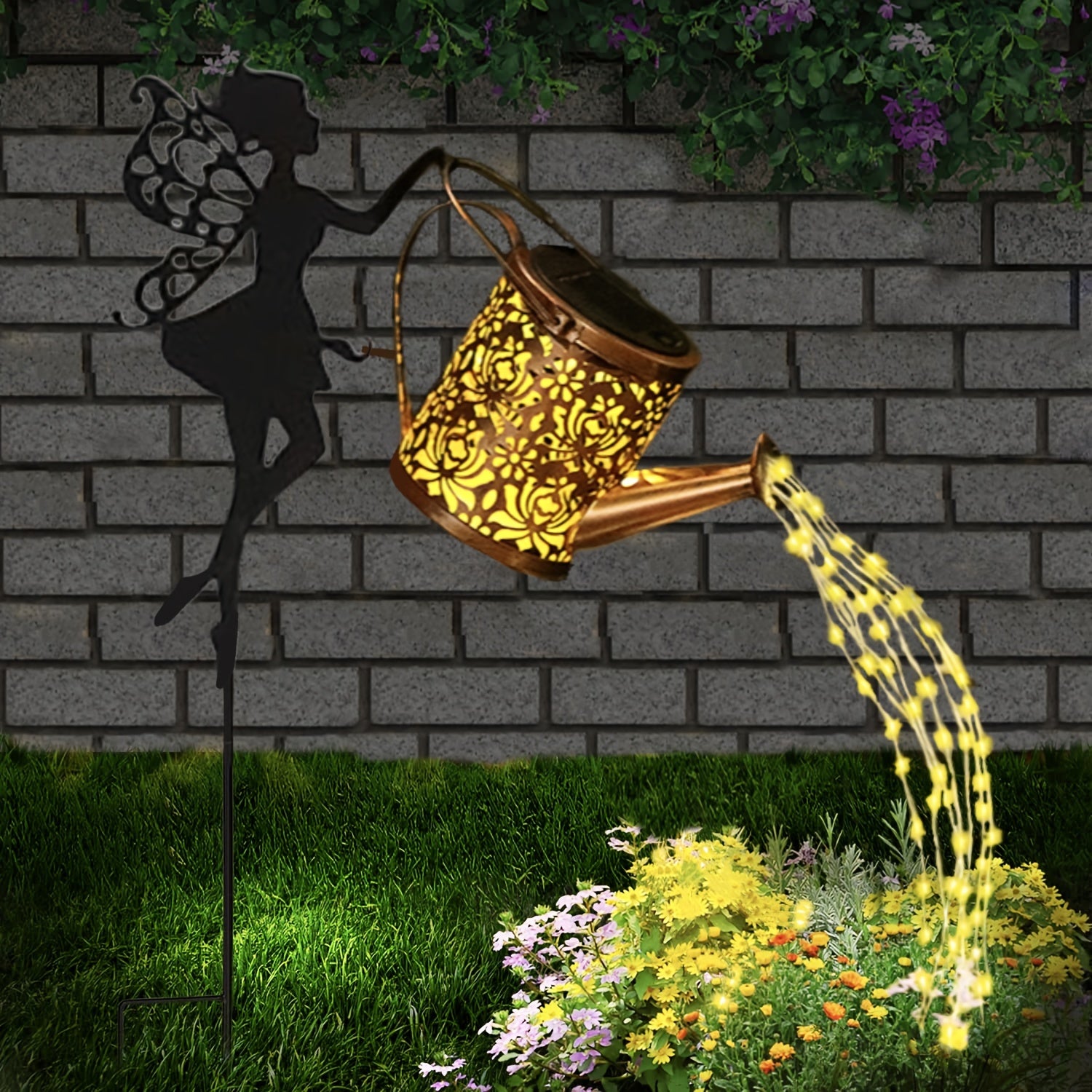 Solar-Powered Fairy Waterfall Garden Light – Magical Outdoor Hanging Kettle with Cascading LED Lights | Holiday & Garden Decoration