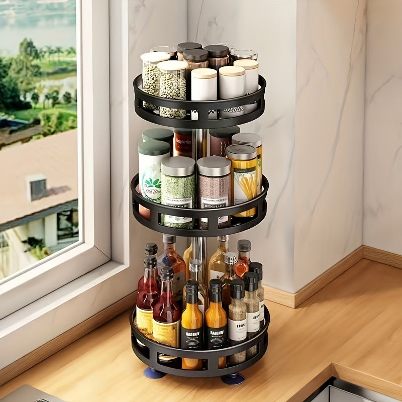 🧂 SpiceTurn – 3-Layer Rotating Seasoning Rack