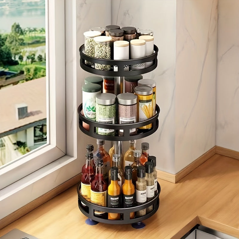 🧂 SpiceTurn – 3-Layer Rotating Seasoning Rack