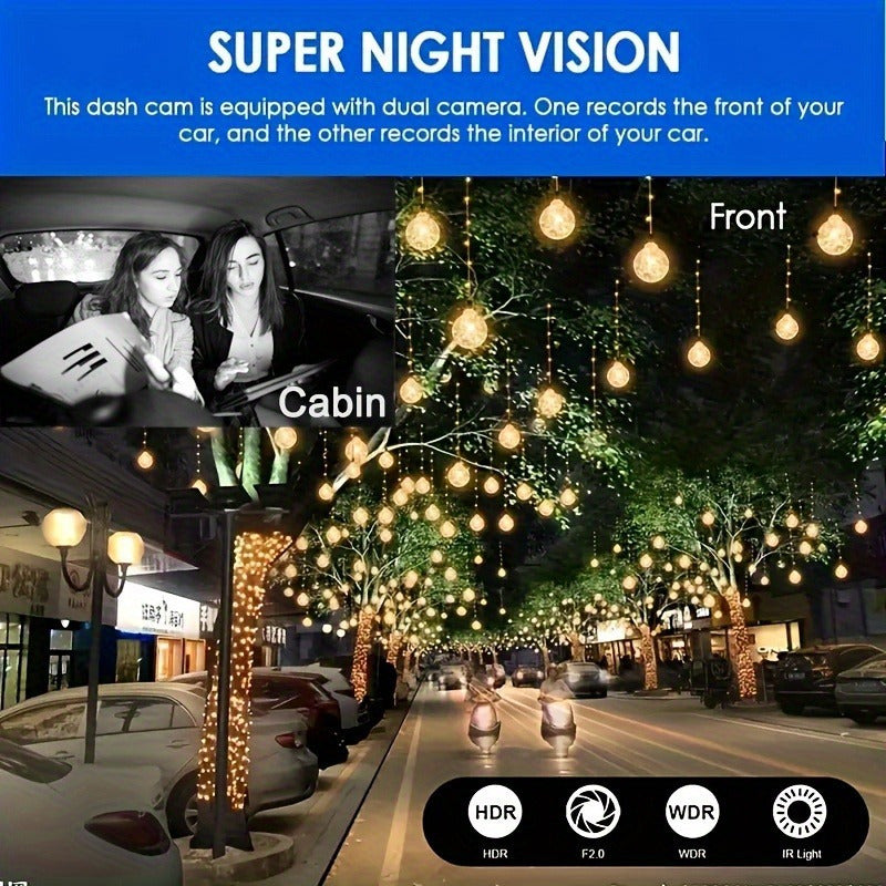 Dual Dash Cam 2025 – Front & Inside 1080P HD