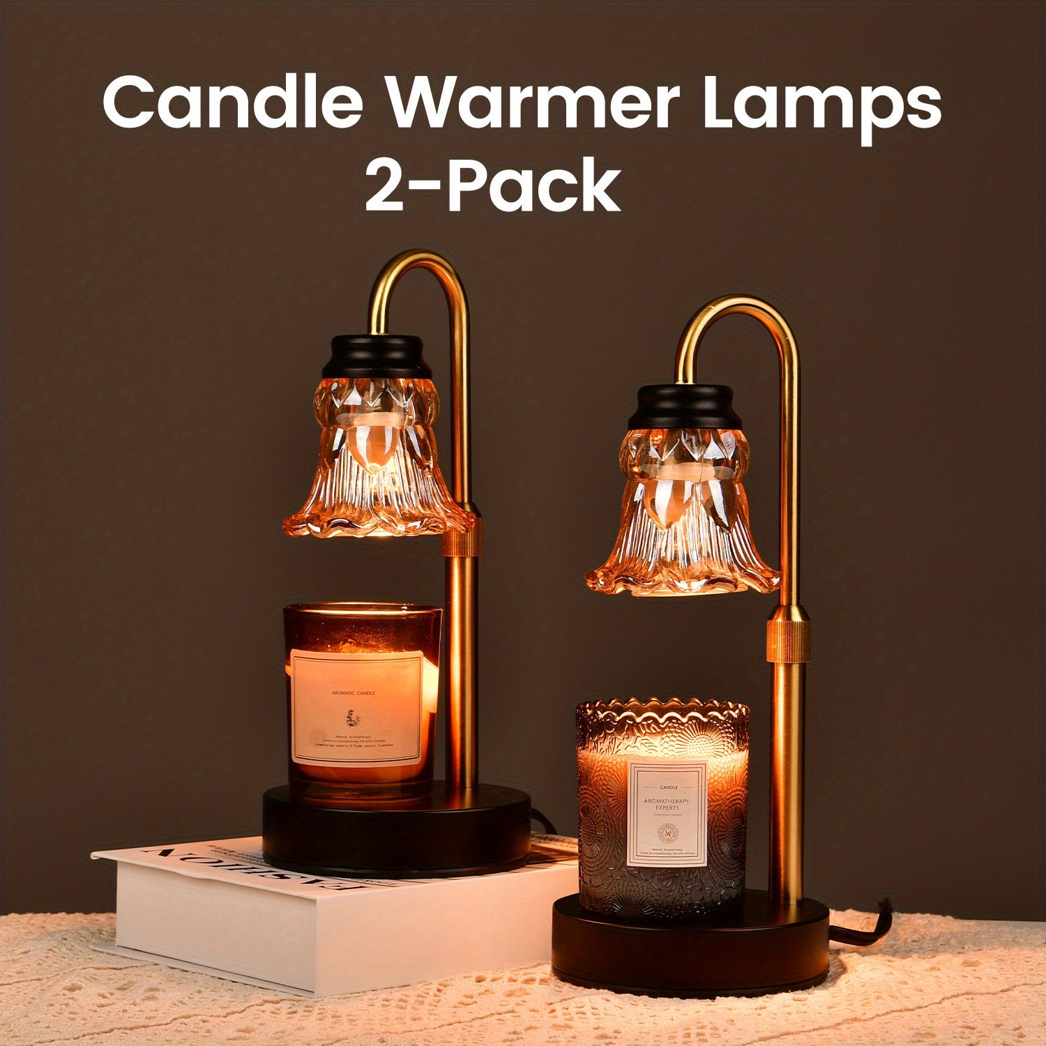 GlowLuxe – 2pcs Vintage Candle Warmer Lamps