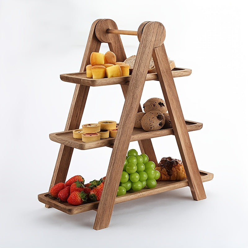 Rustic 3-Tier Wooden Serving Stand