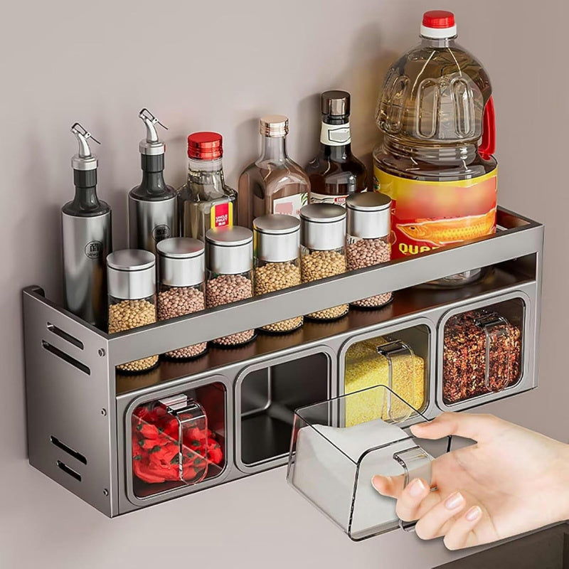 Stylish Wall-Mounted Spice Organization - Kitchen Spice Rack Multifunctional