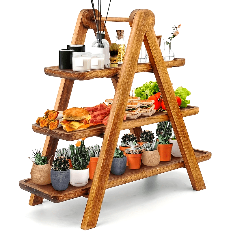 Rustic 3-Tier Wooden Serving Stand