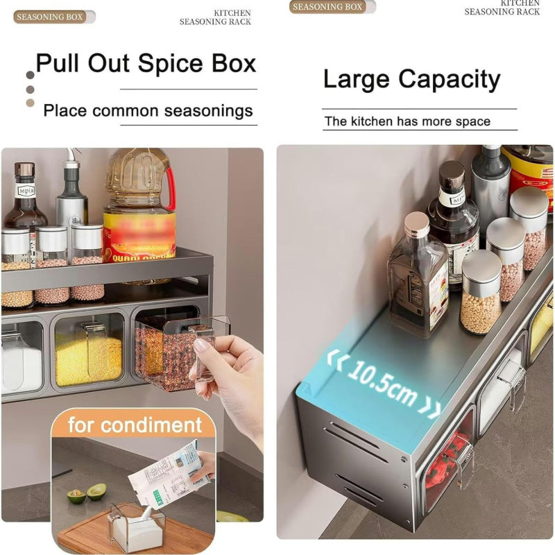Stylish Wall-Mounted Spice Organization - Kitchen Spice Rack Multifunctional