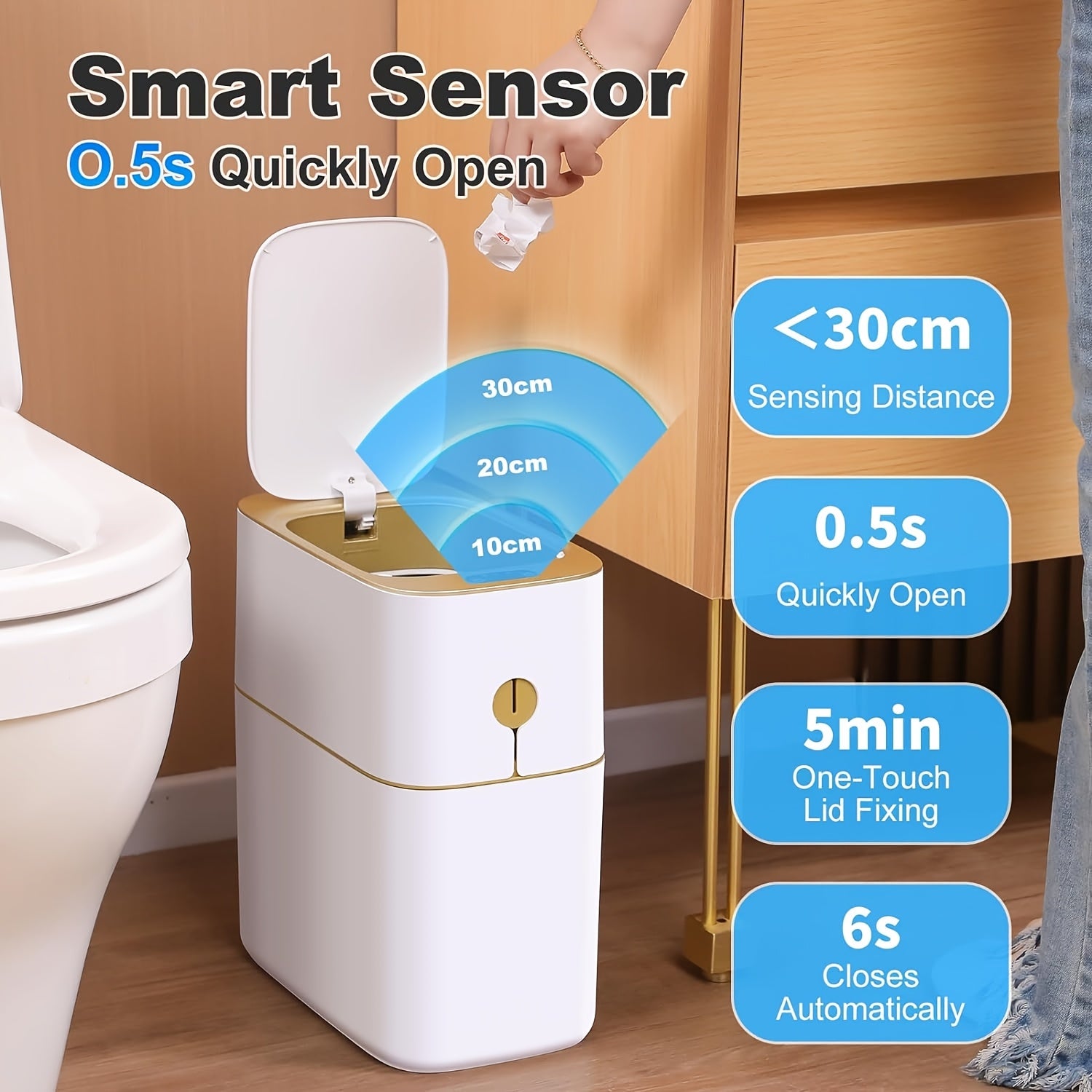 Touch-Free Motion Sensor Trash Can