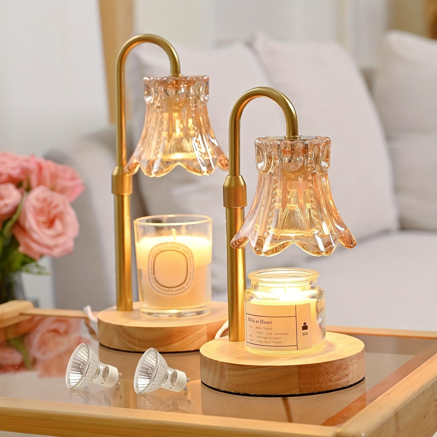 GlowLuxe – 2pcs Vintage Candle Warmer Lamps