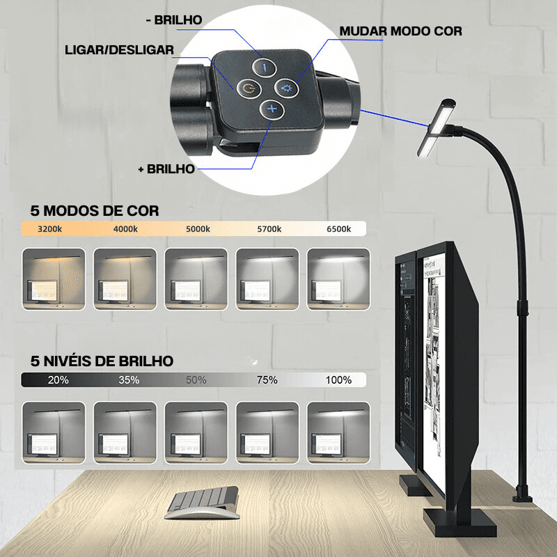 Lámpara de Mesa LED Oficina Flexible Aluminio