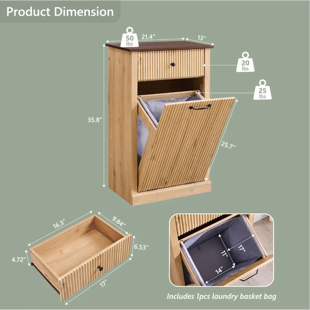 Modern Tilt-Out Laundry Hamper Cabinet
