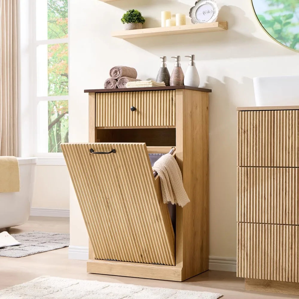 Modern Tilt-Out Laundry Hamper Cabinet