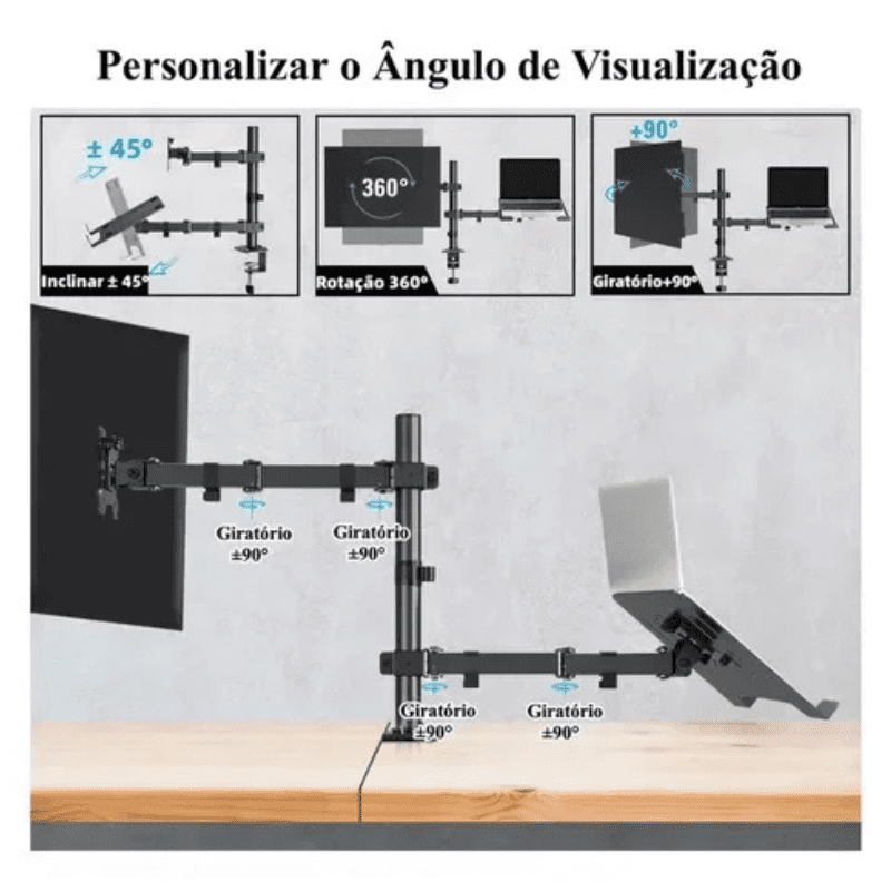 Soporte Monitor y Portátil Articulado para Mesa