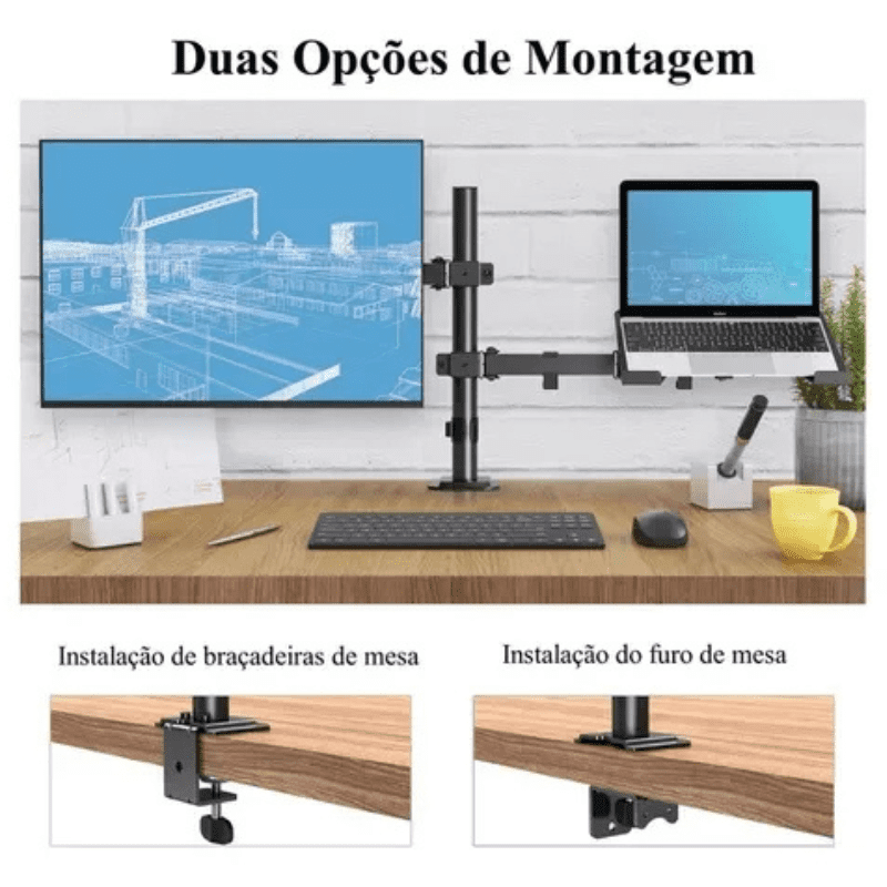 Soporte Monitor y Portátil Articulado para Mesa