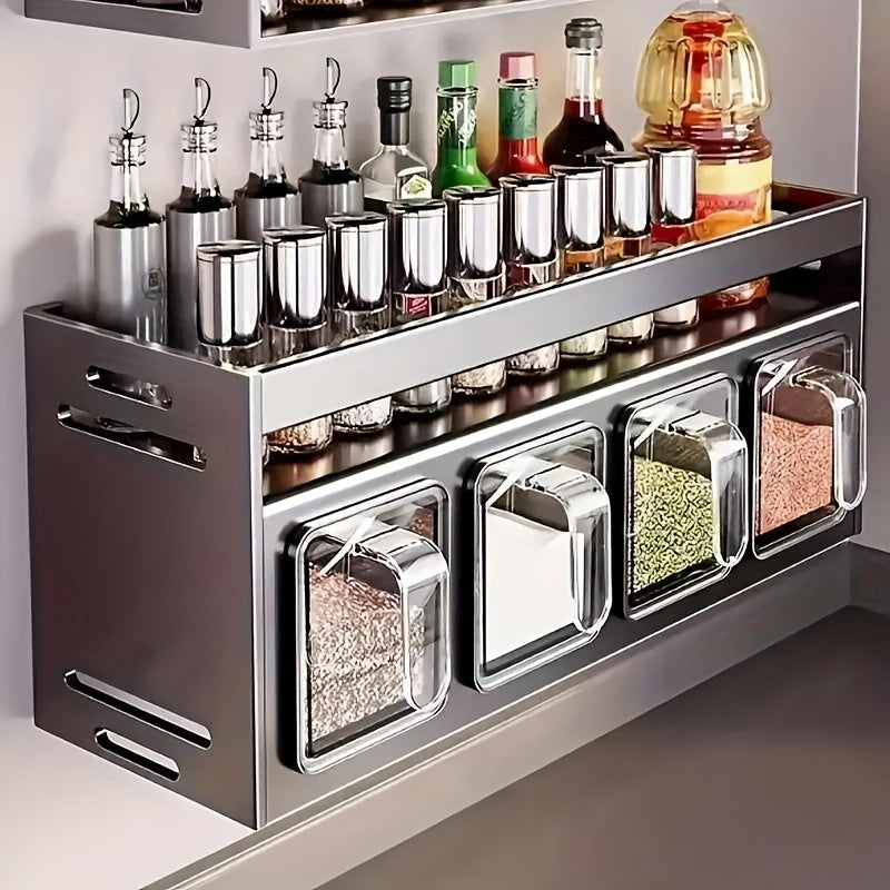 Stylish Wall-Mounted Spice Organization - Kitchen Spice Rack Multifunctional