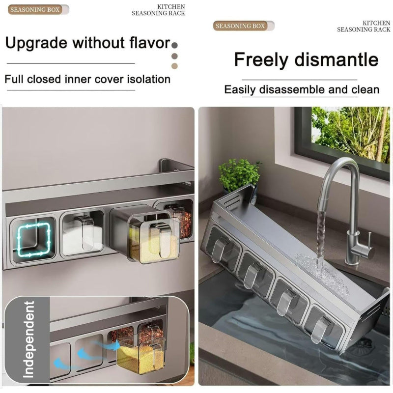 Stylish Wall-Mounted Spice Organization - Kitchen Spice Rack Multifunctional